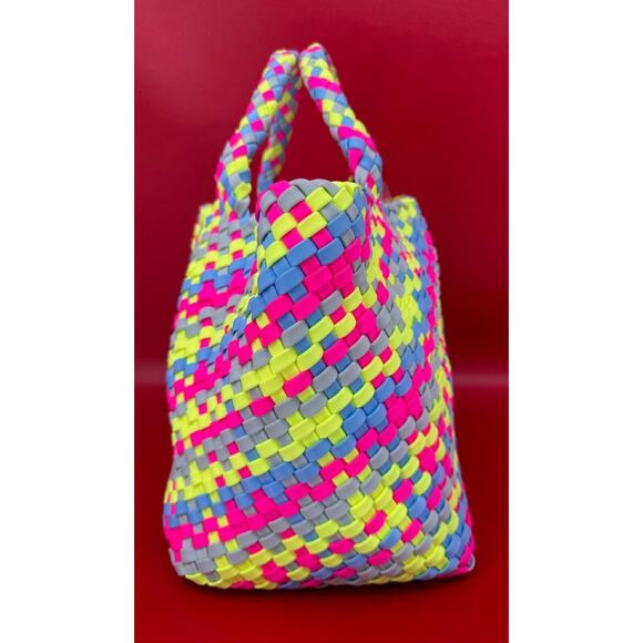Naghedi St Barths Bright Multi-Colors Woven Medium Tote Bag Purse In Ibiza - Picture 6 of 14